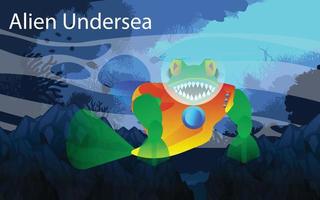 alien monster on the undersea nature vector art