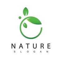 plantilla de diseño de logotipo de naturaleza con símbolo de hoja de círculo vector