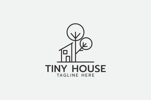 tiny house logo with a combination of tiny house and tree with line style. vector