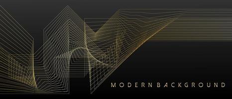 Modern background with golden abstract geometric and wavy lines design. Vector illustration