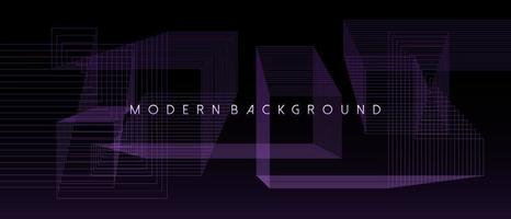 black background abstract with purple geometric and wavy lines design. Vector illustration