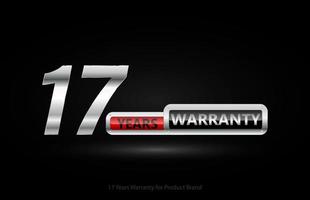 17 years warranty silver logo isolated on black background, vector design for product warranty, guarantee, service, corporate, and your business.