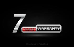 7 years warranty silver logo isolated on black background, vector design for product warranty, guarantee, service, corporate, and your business.