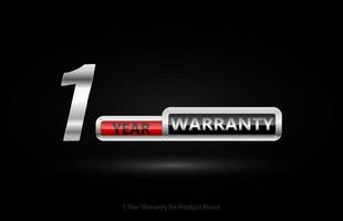 1 year warranty silver logo isolated on black background, vector design for product warranty, guarantee, service, corporate, and your business.