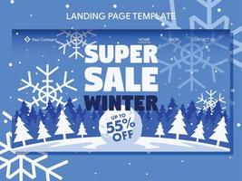 winter sale landing page and banner design template vector