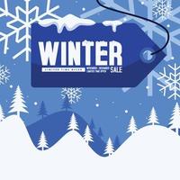 flat design social media winter sale background vector