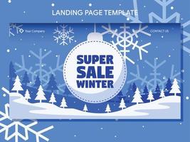 winter sale landing page and banner design template vector