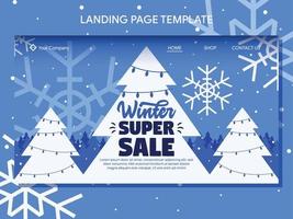 winter sale landing page and banner design template vector