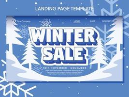 plantilla de diseño de página de destino y banner de venta de invierno vector