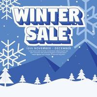 flat design social media winter sale background vector