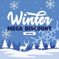 flat design social media winter sale background vector