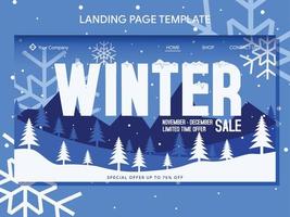 winter sale landing page and banner design template vector