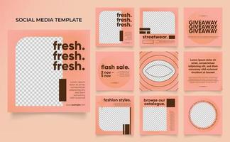 social media template banner fashion sale promotion in brown peach color vector