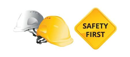 safety first, Engineer helmet on background, safety equipment, construction concept, vector design