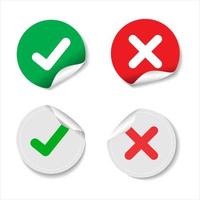 Green check mark icon and red cross mark simple dark icons