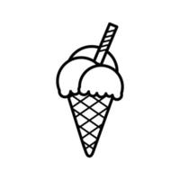 helado. iconos de contorno de helado. señal de helado. línea de icono de helado. ilustración de diseño de vector de helado. vector de icono de helado aislado sobre fondo blanco.