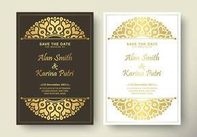 Elegant wedding invitation with pattern motif vector