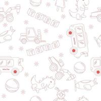 Pattern of children's toys in the style of outline. Vector