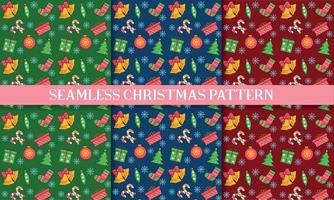 Set Christmas Pattern Seamless. Bell, gift, toy, Christmas tree. vector