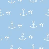 Sea pattern, blue anchor. Vector