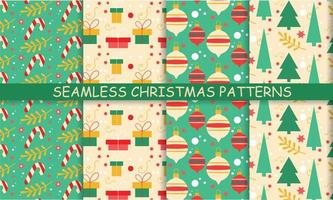 Seamless Christmas patterns. Gift, Christmas tree, Christmas candy vector