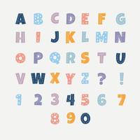 English alphabet with numbers in boho style for children. Vector illustration