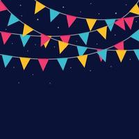 guirnalda de carnaval. banderas decorativas de colores para fiestas de cumpleaños, festivales y decoraciones de ferias. fondo azul festivo. vector