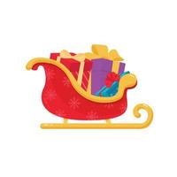 Santa Claus sleigh with gifts on white background. Vector illustration