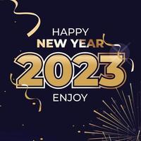 feliz año nuevo 2023. diseño de números para tarjetas de felicitación, haga que su momento de año nuevo sea más divertido. feliz año nuevo 2023 pancarta, afiche o plantilla de tarjeta. feliz año nuevo vector