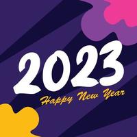 feliz año nuevo 2023. diseño de números para tarjetas de felicitación, haga que su momento de año nuevo sea más divertido. feliz año nuevo 2023 pancarta, afiche o plantilla de tarjeta. feliz año nuevo vector