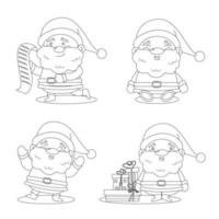 A collection outline of the character of Santa Claus. Christmas. vector