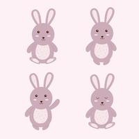 Set of character bunnies, boho rabbit. Vector illustration.