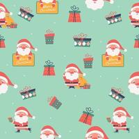 Christmas  pattern Santa Claus with presents. Vector