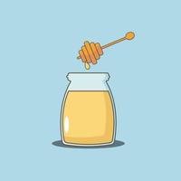 Glass jar with honey and a spoon vector