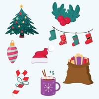 conjunto de colección de elementos navideños. ilustración vectorial vector