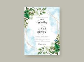 tarjeta de invitación de boda con vegetación floral vector