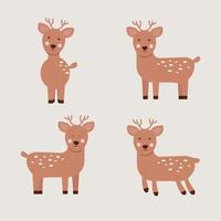 Boho deer character set. Vector illustration.