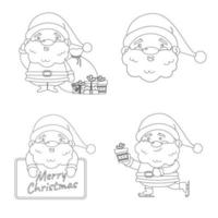 A collection of different outline of the character of Santa Claus. Christmas. vector