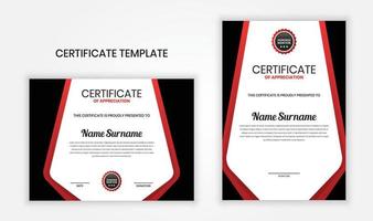 Professional creative certificate of appreciation template design with simple badge. Certificate set for award, diploma, graduation, organization, corporate. vector