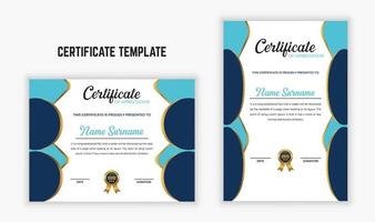 Creative certificate design template with blue color and creative layout. Vector illustration