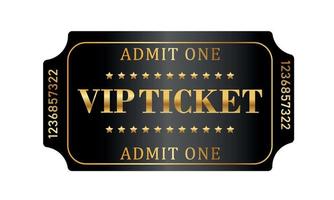 Black VIP ticket. Admit one. Vector illustration