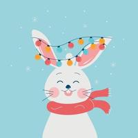 A Christmas rabbit. New Year. Vector illustration