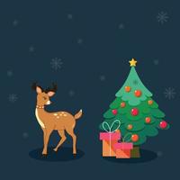 Deer. Christmas tree. Christmas, New Year. Winter. vector