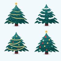Flat design christmas tree collection. Vector illustration