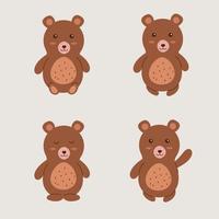 Boho bear character set. Vector illustration.