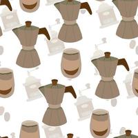 Seamless pattern with coffee and geyser coffee maker vector