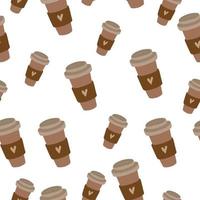 Seamless pattern with a glass of coffee to go vector