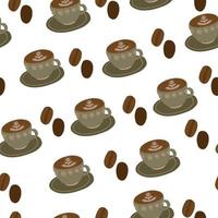 Seamless pattern with coffee cup and coffee beans vector