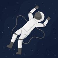 Astronaut in a modern spacesuit in space among the shining stars in the dark sky. Isolated on black background. vector