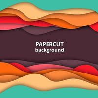 Vector background with bright orange, red and green color paper cut shapes. 3D abstract paper art style, design layout for business presentations, flyers, posters, prints, cards, brochure cover.